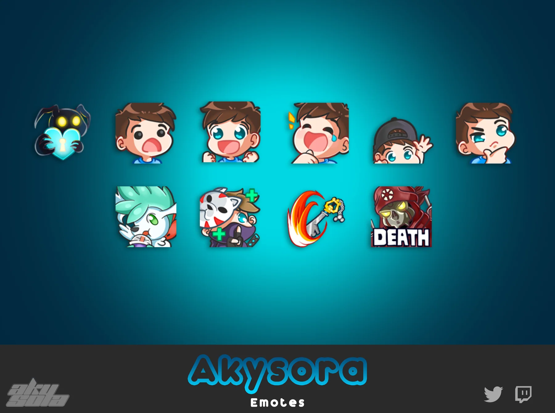 Akysora custom emote collection with character and game-inspired reactions