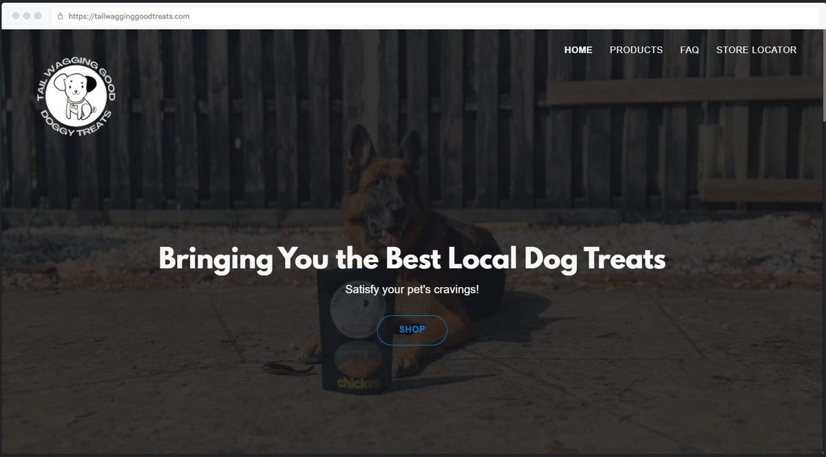 Tail Wagging Good Treats website design